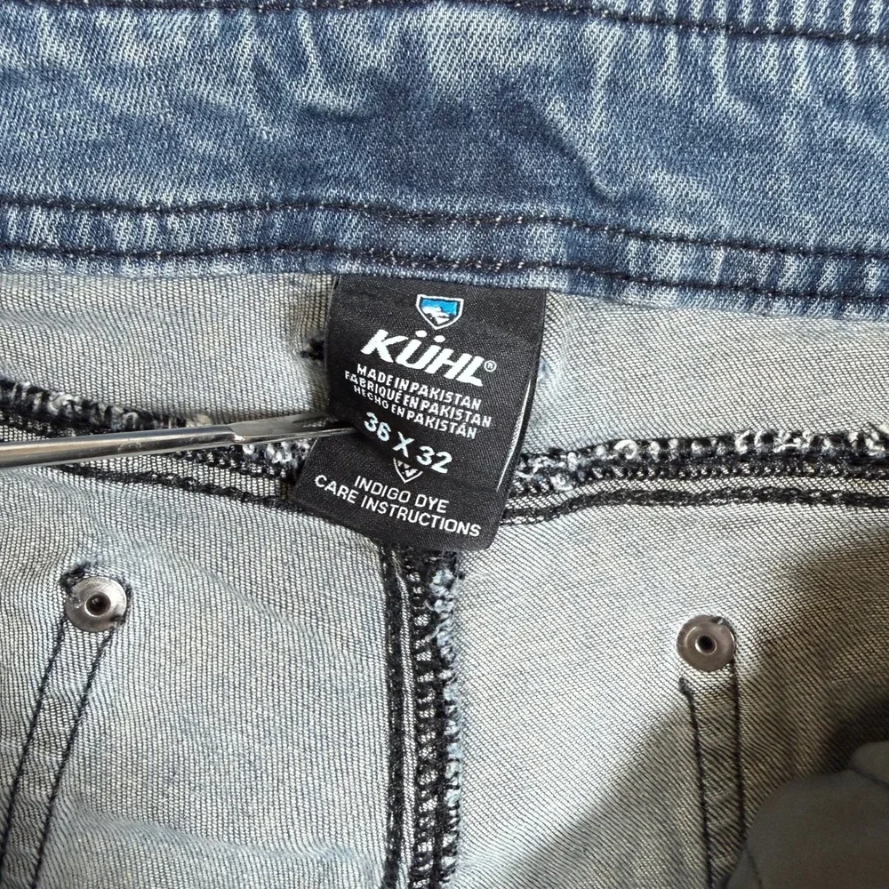Kuhl Kanvus Jean Mens Faded Blue Indigo Straight Leg Pants 36x32 (Fits 33x28) - Picture 8 of 13